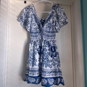 Angie Blue and White Floral Mini Dress